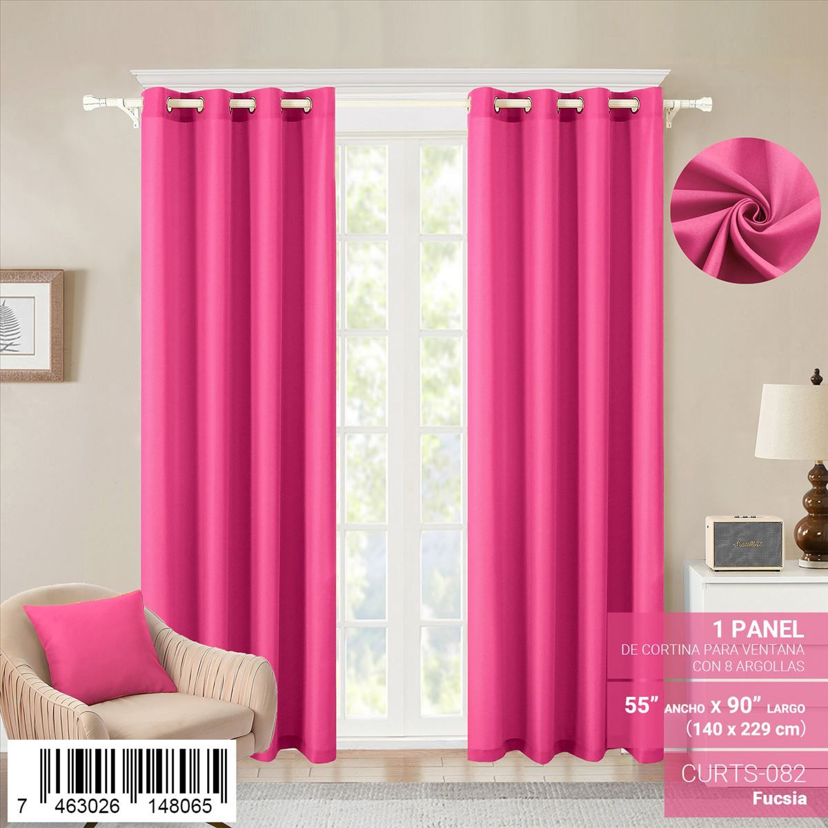Cortina de panel de 55" x 90" con ojales