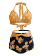 Pleated Bikini Red Top Navy Blue With White Dots Bottom Women Classic High Waist Halter Bikini Sets Plus Size Two-piece Swimwear