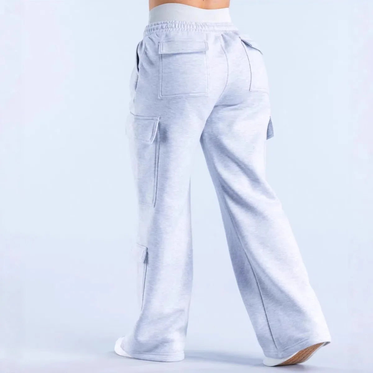 2026 Women‘s Wide Leg Cargo Pants  Elastic Waistband with Large Pockets Casual Fitness Sportswear Y2k Long Pants
