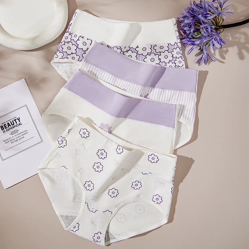 4PCS High Waist Women's Panties Body Shaper Underwear Breathable Cotton Underpants  Plus Size M-5XL Panty Slimming Female Briefs