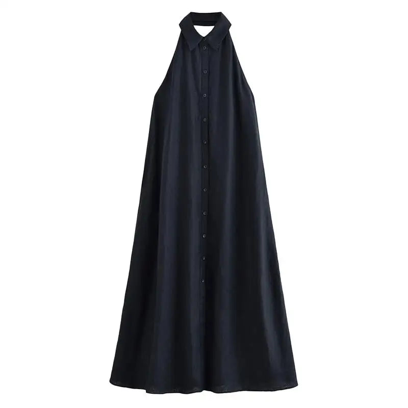 Dresses Summer Women's 2026 New Neck-Hanging Elegant Long Holiday Dress Women Street Chic Youth Loose Fashion Dress