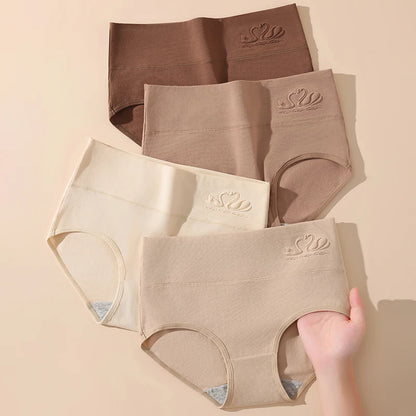 4PCS High Waist Women's Panties Body Shaper Underwear Breathable Cotton Underpants  Plus Size M-5XL Panty Slimming Female Briefs