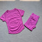Gym Shirt Shorts 2-Piece Gym Set Women Seamless Raglan Sleeve Top And 4.5" Ribbed Waistband Shorts Fitness 2pcs Workout Set