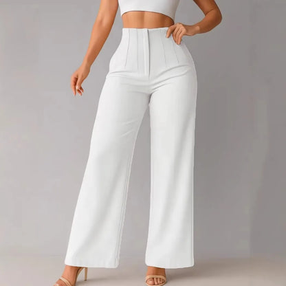 Women's High Waist Wide Leg Pants Elegant Tailored Straight Trousers Office Work Pants Casual Bottoms Comfy Dress Pants
