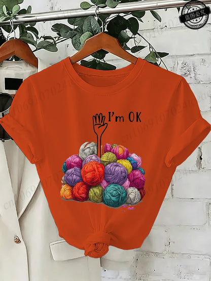I'm OK Graphic Women's Tee Shirts Unisex Casual O Neck Short Sleeve T-Shirts Fashion Streetwear Men Women Daily T Shirt Tops