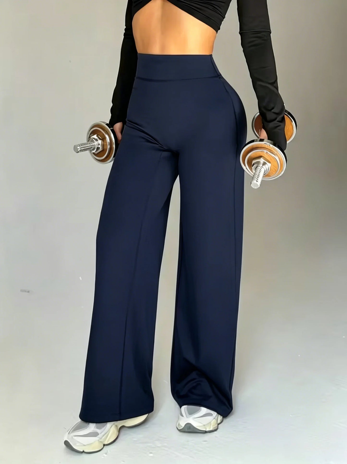 Ladies High-Waist Wide Leg Pants Soft Skin-Friendly Shaping High Elasticity Sport Outdoor Casual Versatile Fashion Long Trousers