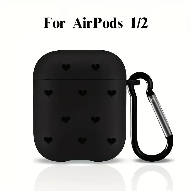 Simple Black Love Heart Case for Airpods Pro3/Pro2/Pro TPU Wireless Earphone Case for Airpod 1/2/3/4 Headphone Protective Cover