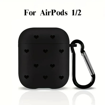 Simple Black Love Heart Case for Airpods Pro3/Pro2/Pro TPU Wireless Earphone Case for Airpod 1/2/3/4 Headphone Protective Cover