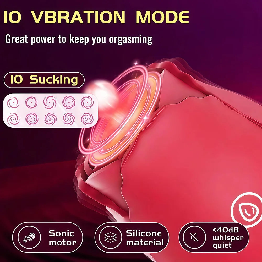 10 Speed Rose Suker Vibrator G-spot Dildo Clitoris Stimulating Sucking Female Sex Toy USB Rechargeable Rose-shaped Mini Massager