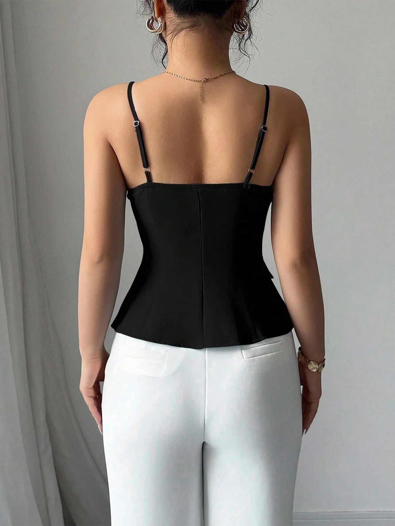 Womens Cami Top Thin Strap Asymmetric Button Cami Top Button Blazer Vest Fit Elegant Chic Apparel Tops Spring Summer Daily Shirt