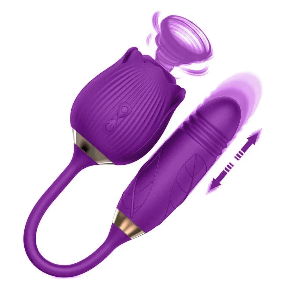 Powerful Rose 3in1 Women Sucking Vibrator Vagina Stimulator Massager Nipple Oral Massager Female Massager Sex Toys