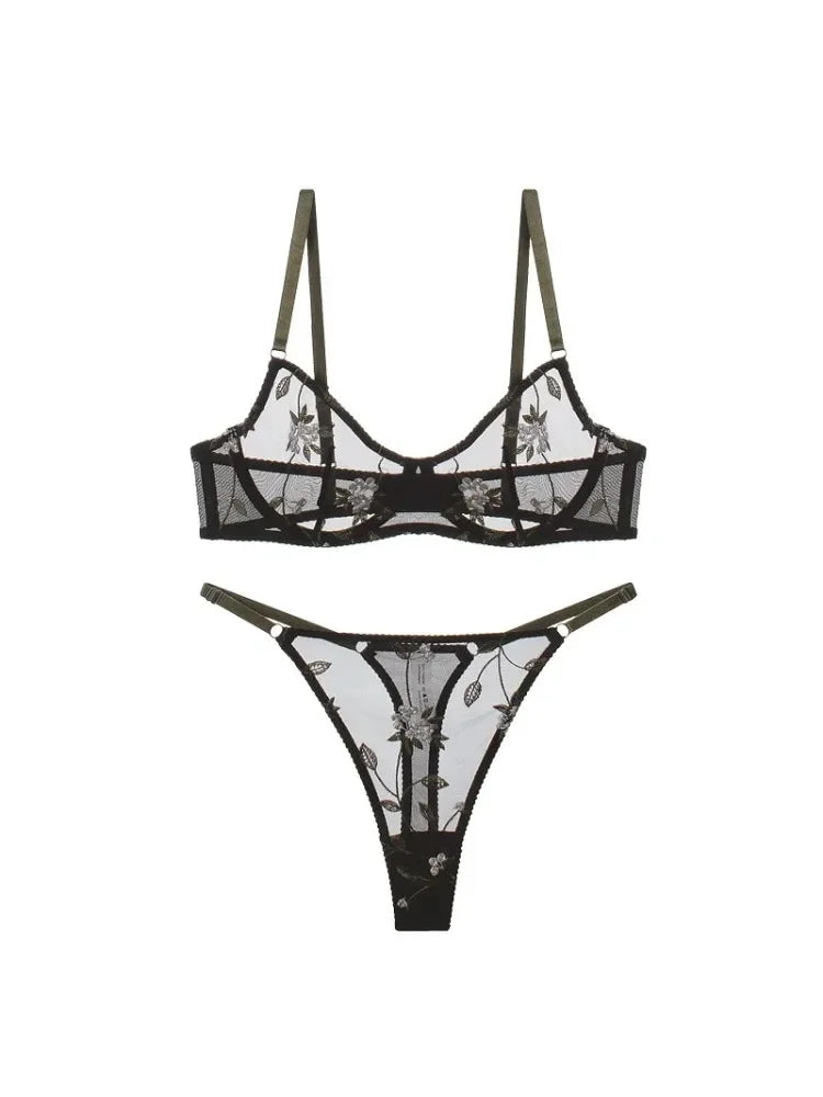 Elegant Summer Lace Bra Sheer Embroidered Comfortable Support Anti-Sag Full Coverage Modest Design & Women Large Chest Minimize