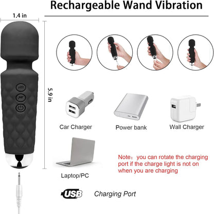 AV Vibrator Wand Personal Massager Clit Stimulator Sex Toy for Women 20 Patterns 8 Speeds Rechargeable Mini Vibrators Adult Toys