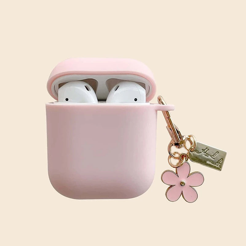 Case For AirPods Pro3/Pro2 Earphone Soft Pink Simple Flower Silicone Wireless Earphone Cover For Airpods 1/2/3/4 Protective Case