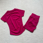 Gym Shirt Shorts 2-Piece Gym Set Women Seamless Raglan Sleeve Top And 4.5" Ribbed Waistband Shorts Fitness 2pcs Workout Set