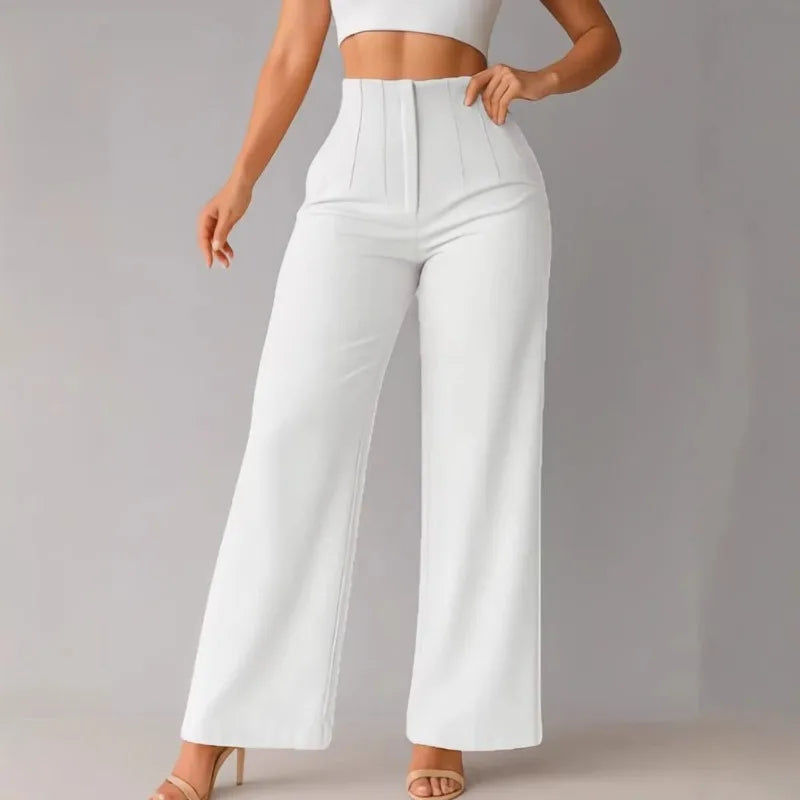 Women's High Waist Wide Leg Pants Elegant Tailored Straight Trousers Office Work Pants Casual Bottoms Comfy Dress Pants