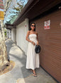 2026 New Summer Fashion Solid Color Off-Shoulder Strapless Waist-Cinching Long Dress for Women