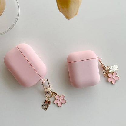 Case For AirPods Pro3/Pro2 Earphone Soft Pink Simple Flower Silicone Wireless Earphone Cover For Airpods 1/2/3/4 Protective Case