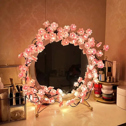 USB 5V 8 Modes Cherry Blossom String Light Artificial Flower Vines Fairy Lights for Bedroom Wedding Party Holiday Decoration