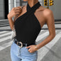 2026 Summer New Women's Sexy Off-the-shoulder Wavy Plain Color Camisole