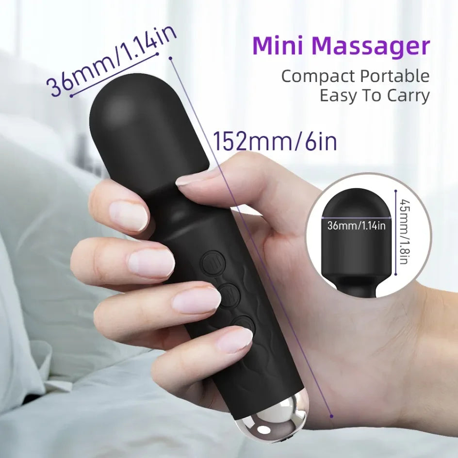 AV Vibrator Wand Personal Massager Clit Stimulator Sex Toy for Women 20 Patterns 8 Speeds Rechargeable Mini Vibrators Adult Toys