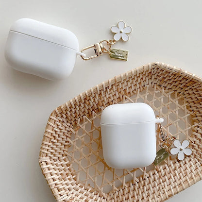 Case For AirPods Pro3/Pro2 Earphone Soft Pink Simple Flower Silicone Wireless Earphone Cover For Airpods 1/2/3/4 Protective Case