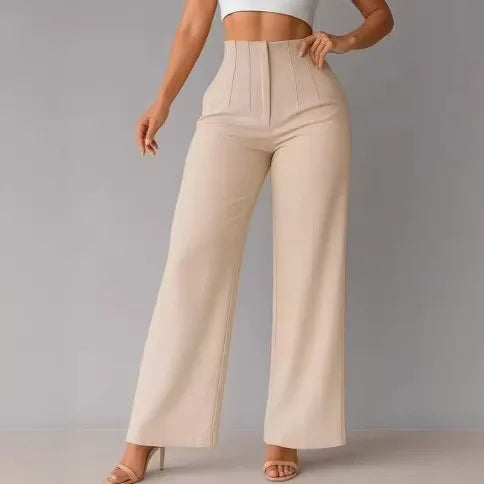 Women's High Waist Wide Leg Pants Elegant Tailored Straight Trousers Office Work Pants Casual Bottoms Comfy Dress Pants
