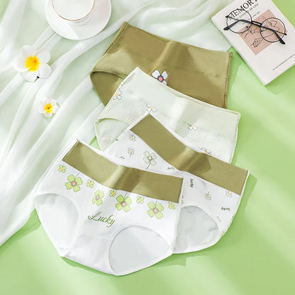 4PCS High Waist Women's Panties Body Shaper Underwear Breathable Cotton Underpants  Plus Size M-5XL Panty Slimming Female Briefs