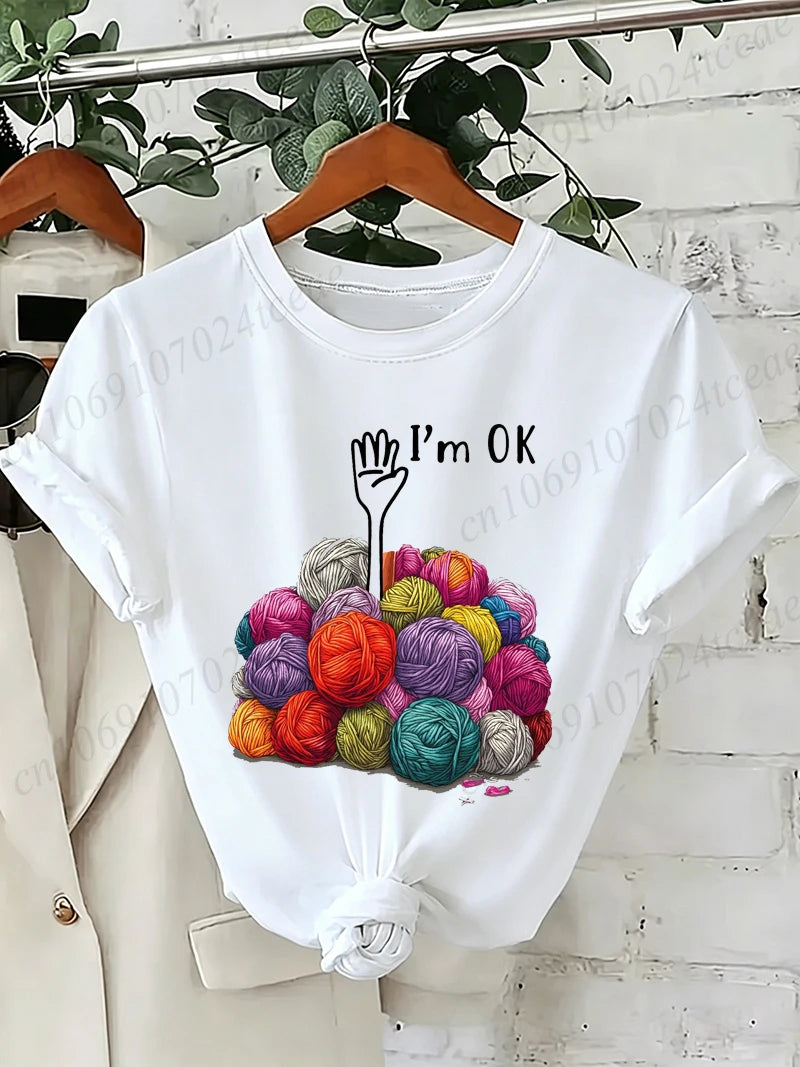I'm OK Graphic Women's Tee Shirts Unisex Casual O Neck Short Sleeve T-Shirts Fashion Streetwear Men Women Daily T Shirt Tops