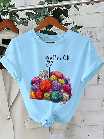 I'm OK Graphic Women's Tee Shirts Unisex Casual O Neck Short Sleeve T-Shirts Fashion Streetwear Men Women Daily T Shirt Tops