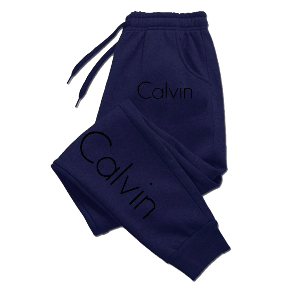 Casual Printed Sports Running Trousers Men Women Autumn Drawstring Long Pants Fitness Solid Sweatpants Unisex Gym Wear