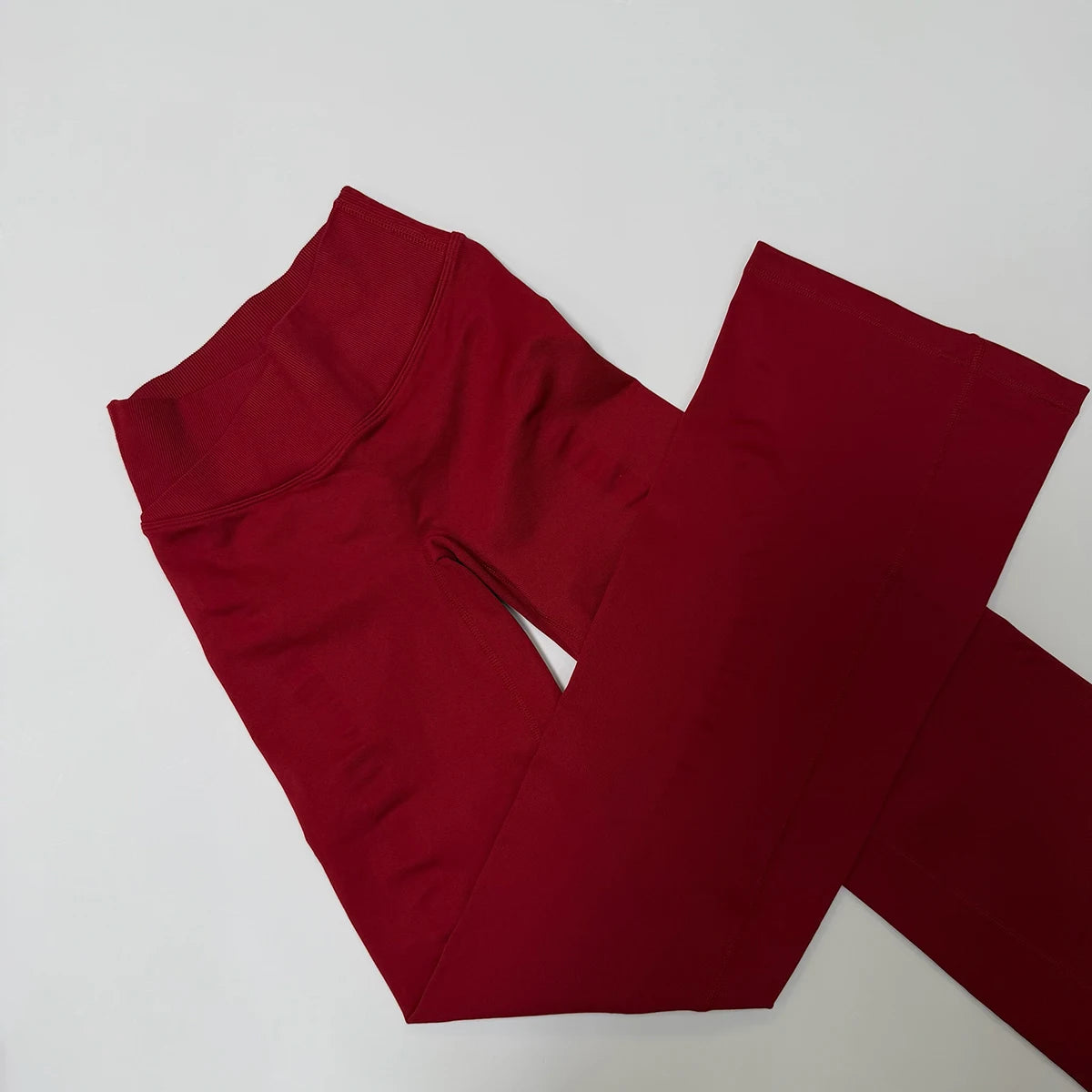 Vision Flares Women Seamless Crossover V-Shape Ribbed Waistband Flared Leg Pants Fitness Workout Gym Wide Leg Leggings