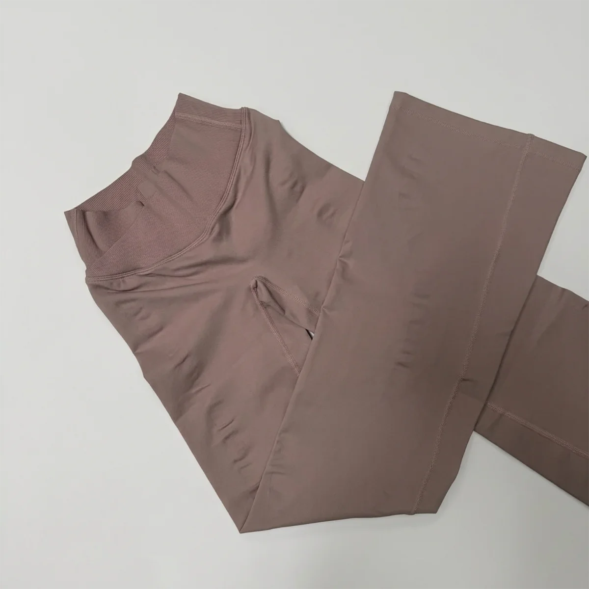 Vision Flares Women Seamless Crossover V-Shape Ribbed Waistband Flared Leg Pants Fitness Workout Gym Wide Leg Leggings