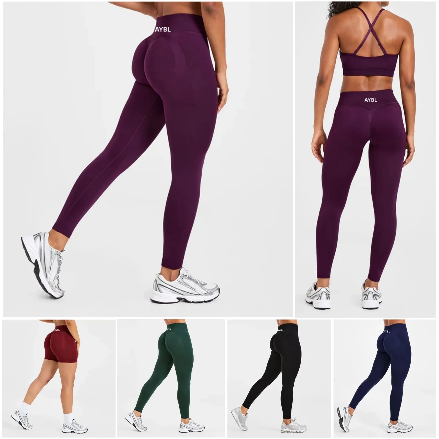 New Women‘s Low Ribbed Band Scrunch Bum Seamless Yoga Pants Gym Leggings Fitness Sweat Wicking Stretch Workout Tights