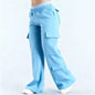 2026 Women‘s Wide Leg Cargo Pants  Elastic Waistband with Large Pockets Casual Fitness Sportswear Y2k Long Pants
