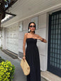 2026 New Summer Fashion Solid Color Off-Shoulder Strapless Waist-Cinching Long Dress for Women