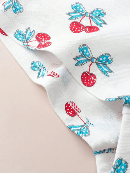 Random color 3 cute fruit pattern cherry print comfortable and breathable casual underwear for women, boxer pants