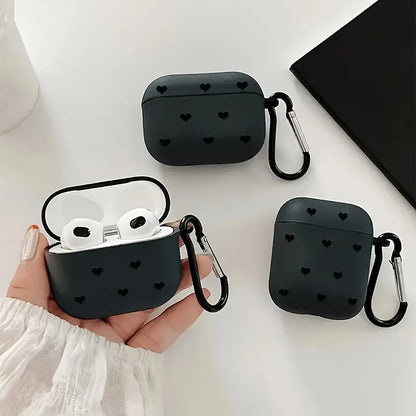 Simple Black Love Heart Case for Airpods Pro3/Pro2/Pro TPU Wireless Earphone Case for Airpod 1/2/3/4 Headphone Protective Cover