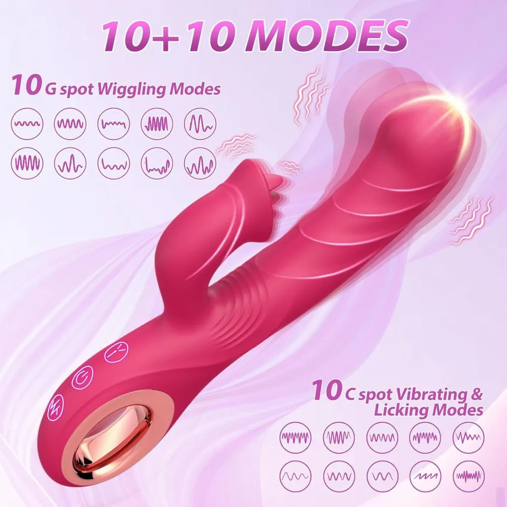 2 in1 G Spot Rabbit Vibrator for Women Nipple Clitoris Stimulator Dildo Massager Adults Masturbator Female Sex Toy for Adults 18
