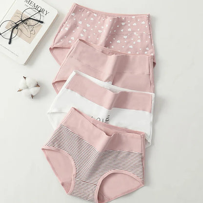 4PCS High Waist Women's Panties Body Shaper Underwear Breathable Cotton Underpants  Plus Size M-5XL Panty Slimming Female Briefs