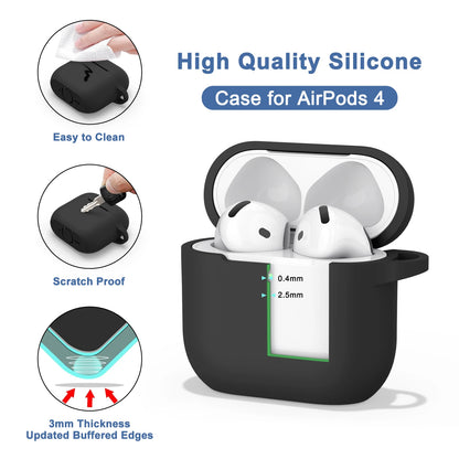 Silicone Cases For Apple Airpods 4 Earphones Accessories Wireless Bluetooth Headset Cover For Apple Air Pods 4 Protective Case