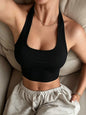 Summer Casual Elegant Sexy Comfortable Solid Color Hanging Neck Sleeveless Backless Vest Top