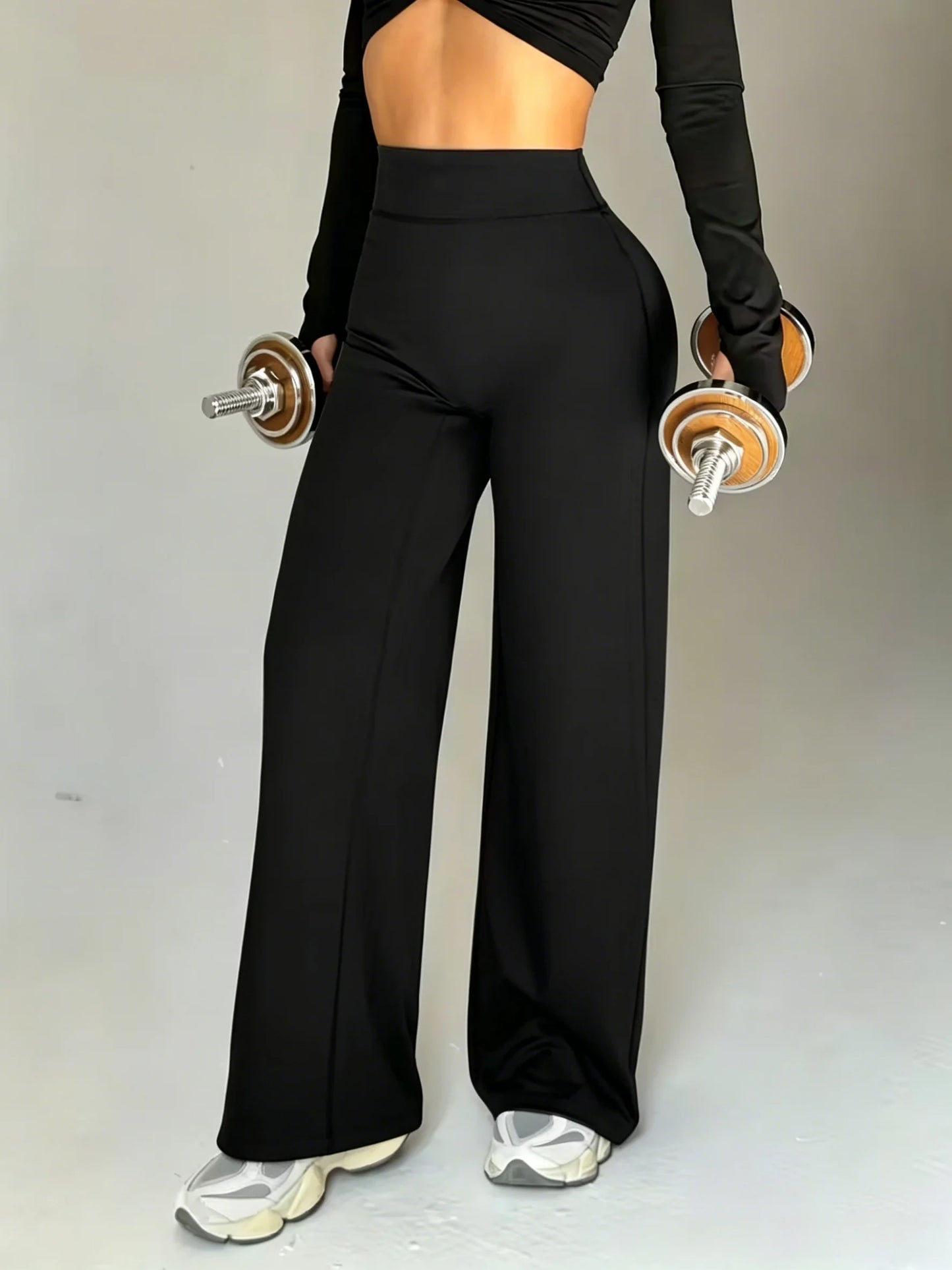 Ladies High-Waist Wide Leg Pants Soft Skin-Friendly Shaping High Elasticity Sport Outdoor Casual Versatile Fashion Long Trousers