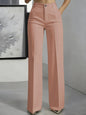 Women's High-Waisted Straight-Leg Trousers Formal Office Trousers Slim-Fit Cut Classic Solid-Colour Suit Trousers