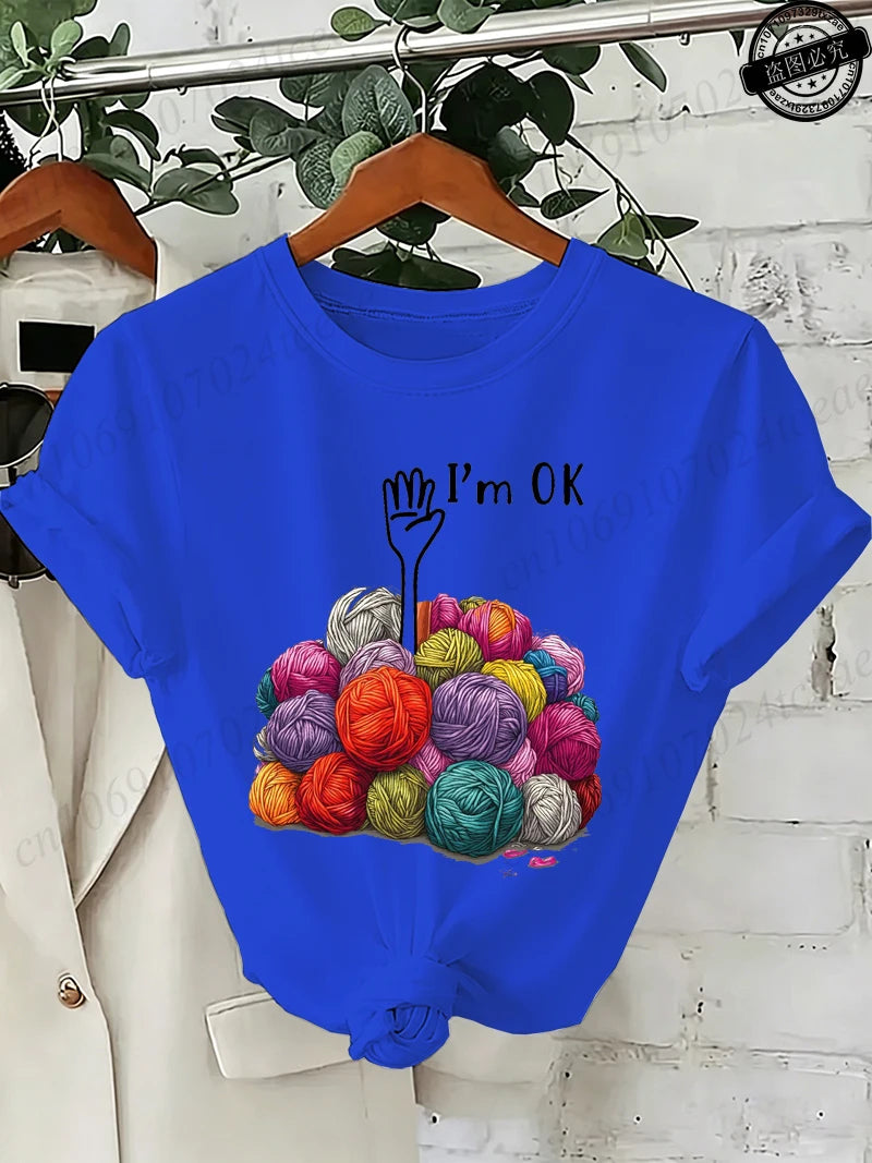 I'm OK Graphic Women's Tee Shirts Unisex Casual O Neck Short Sleeve T-Shirts Fashion Streetwear Men Women Daily T Shirt Tops