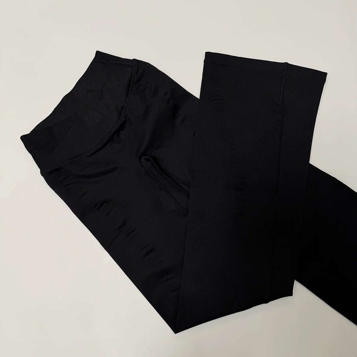 Vision Flares Women Seamless Crossover V-Shape Ribbed Waistband Flared Leg Pants Fitness Workout Gym Wide Leg Leggings