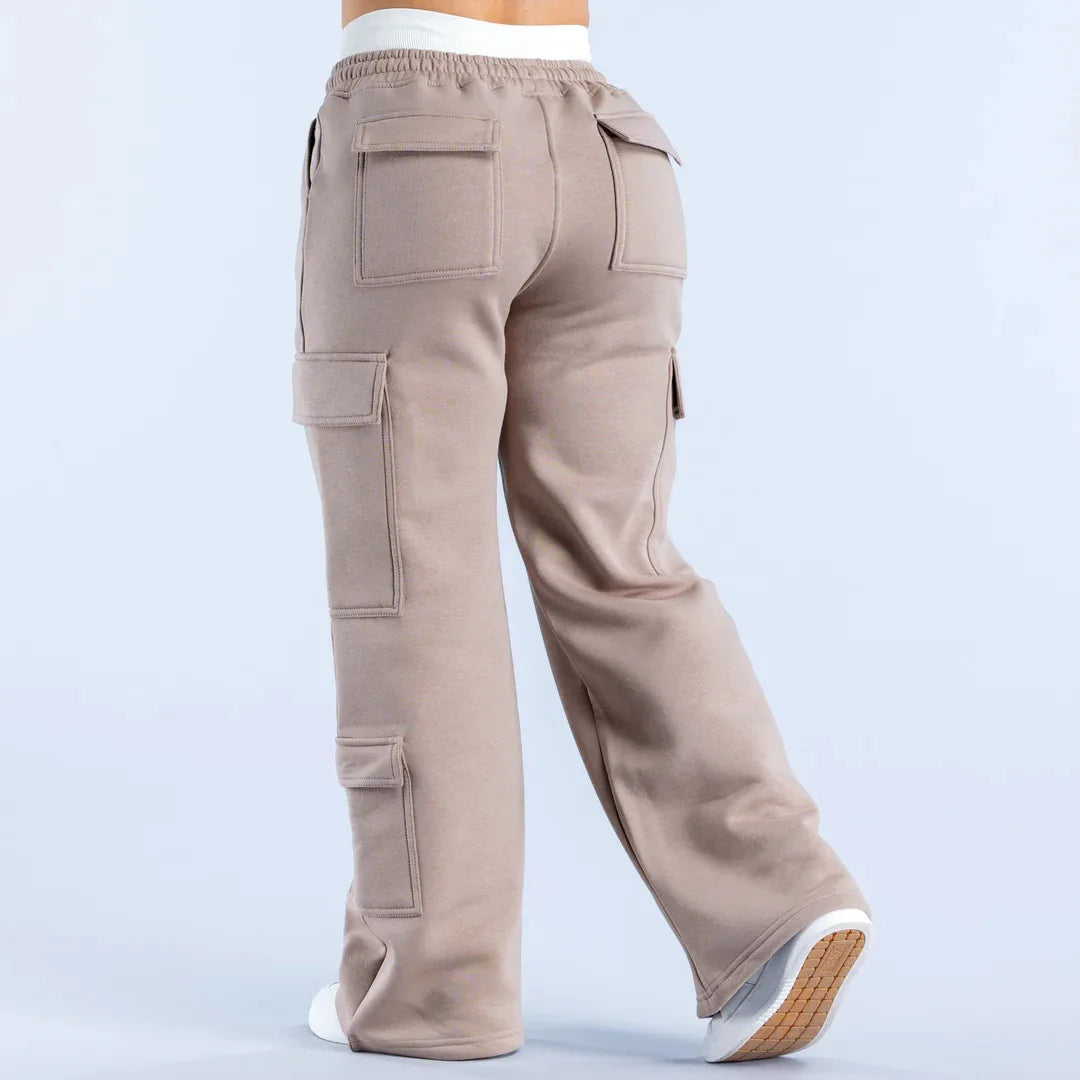 2026 Women‘s Wide Leg Cargo Pants  Elastic Waistband with Large Pockets Casual Fitness Sportswear Y2k Long Pants