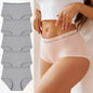 5PCS/Set Cotton Panties Women's High Waist Briefs Seamless Cozy Lingerie Lace Waist Sexy Panties Solid Color Intimate Underpants
