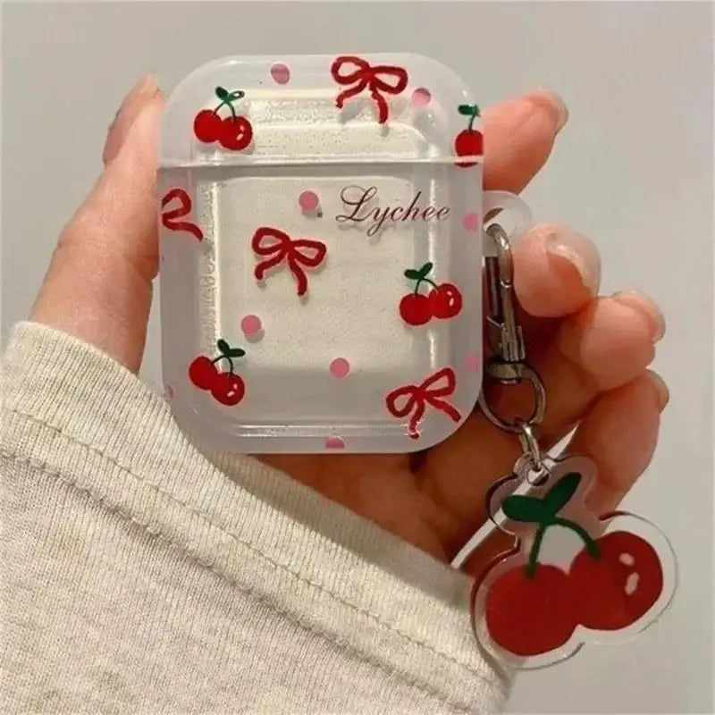 Cute Cherry TPU Bluetooth Headphone Cover For Apple Airpods 4 3 2 1 Silicone Protective Case For AirPods Pro 1th 2th Generation