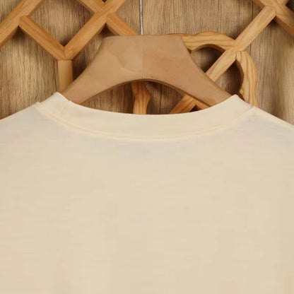 Women's Crew Neck T Shirt with Minimalist Floral Line Art with Beige and Brown Rose Print Casual Graphic Tshirt Clothes Female